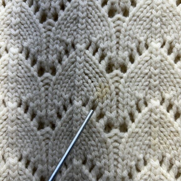 Vintage Cream Sweater Womens Large Boho Granola Ethereal Wool Ruffle 80s Y2K 90s - Picture 8 of 13